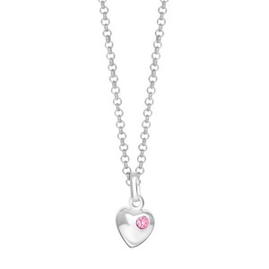 Herz-Halskette in silber mit rosa Kristall. Noa Kinder 869 110